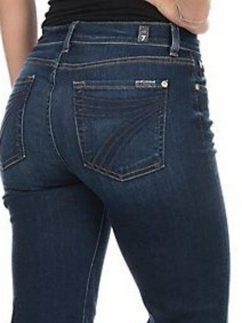 7 for All Mankind Dojo Medium Wash Mid Rise Trouser Flare Jeans Sz 26 x 34